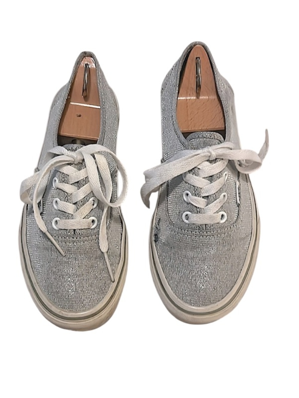 Vans Women’s Shimmer Silver Glitter Sparkle Metallic Low-top Skater Sneakers 7.5